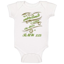 Never Underestimate Woman Who Drives Bmw 335 Car Baby One Piece Never Underestimate Woman Who Drives Bmw 335 Car Baby One Piece