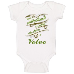 Never Underestimate Woman Who Drives Volvo Car Baby One Piece Never Underestimate Woman Who Drives Volvo Car Baby One Piece