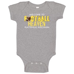 Welcome To Football Heaven Platteville Wisconsin Baby One Piece Welcome To Football Heaven Platteville Wisconsin Baby One Piece