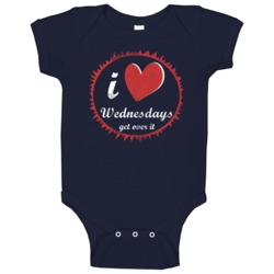 I Love Wednesdays Get Over It Fun Vintage Heart Baby One Piece I Love Wednesdays Get Over It Fun Vintage Heart Baby One Piece