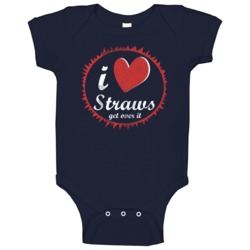 I Love Straws Get Over It Fun Vintage Heart Baby One Piece I Love Straws Get Over It Fun Vintage Heart Baby One Piece