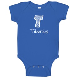 Tiberius Kids Name And Initial Cute T Chalk Scribble Baby One Piece Tiberius Kids Name And Initial Cute T Chalk Scribble Baby One Piece