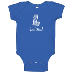 Leland Kids Name And Initial Cute L Chalk Scribble Baby One Piece Leland Kids Name And Initial Cute L Chalk Scribble Baby One Piece