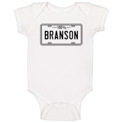 100 Percent Branson Name License Plate Baby One Piece 100 Percent Branson Name License Plate Baby One Piece