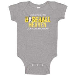 Welcome To Baseball Heaven Conklin Michigan Baby One Piece Welcome To Baseball Heaven Conklin Michigan Baby One Piece