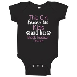 This Girl Loves Her Black Russian Terrier And Her Kids Funny Baby One This Girl Loves Her Black Russian Terrier And Her Kids Funny Baby One