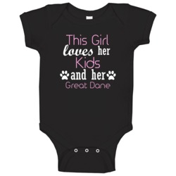 This Girl Loves Her Great Dane And Her Kids Funny Baby One Piece This Girl Loves Her Great Dane And Her Kids Funny Baby One Piece