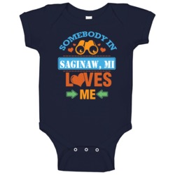 Michigan Somebody Loves Me Heart Baby One Piece Michigan Somebody Loves Me Heart Baby One Piece