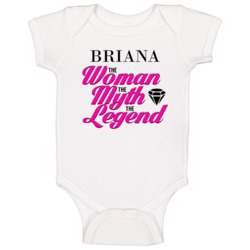 The Woman Myth Legend Custom Name Baby One Piece The Woman Myth Legend Custom Name Baby One Piece