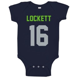 Tyler Lockett # 16 Jersey Back Seattle Football Team Fan For Navy Baby Tyler Lockett # 16 Jersey Back Seattle Football Team Fan For Navy Baby
