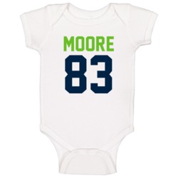 David Moore # 83 Jersey Back Seattle Football Team Fan For White Baby David Moore # 83 Jersey Back Seattle Football Team Fan For White Baby