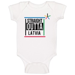Straight Outta Latvia Pyeongchang 2018 Winter Olympics Baby One Piece Straight Outta Latvia Pyeongchang 2018 Winter Olympics Baby One Piece