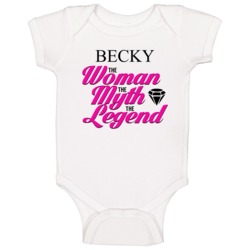 The Woman Myth Legend Custom Name Baby One Piece The Woman Myth Legend Custom Name Baby One Piece