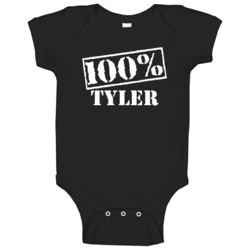Tyler 100 Percent Name Baby One Piece Tyler 100 Percent Name Baby One Piece