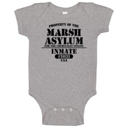 Marsh Name Insane Prison Asylum Baby One Piece Marsh Name Insane Prison Asylum Baby One Piece