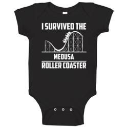 I Survived The Medusa Roller Coaster Fan Baby One Piece I Survived The Medusa Roller Coaster Fan Baby One Piece