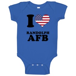 Randolph Afb I Love Heart Usa Flag Texas Baby One Piece Randolph Afb I Love Heart Usa Flag Texas Baby One Piece
