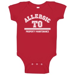 Allergic To Property Maintenance School Subject Baby One Piece Allergic To Property Maintenance School Subject Baby One Piece