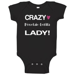 Mountain Gorilla Crazy Animal Lady Baby One Piece Mountain Gorilla Crazy Animal Lady Baby One Piece