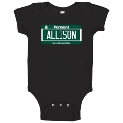 Vermont Custom City License Plate Customizable Baby One Piece Vermont Custom City License Plate Customizable Baby One Piece