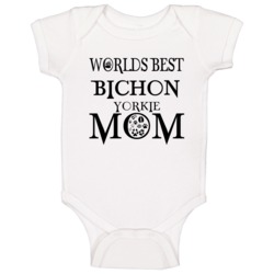 Bichon Yorkie Worlds Best Mom Baby One Piece Bichon Yorkie Worlds Best Mom Baby One Piece
