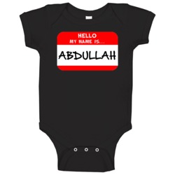Hello My Name Is Abdullah Men's Custom First Name Baby One Piece Hello My Name Is Abdullah Men's Custom First Name Baby One Piece