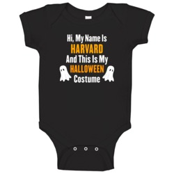 Hi My Name Is Harvard Halloween Costume Fun Baby One Piece Hi My Name Is Harvard Halloween Costume Fun Baby One Piece