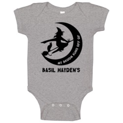 My Broom Runs Off Of Basil Hayden's Halloween Baby One Piece My Broom Runs Off Of Basil Hayden's Halloween Baby One Piece