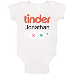Jonathan's Tinder Profile Halloween Costume Baby One Piece Jonathan's Tinder Profile Halloween Costume Baby One Piece