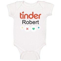 Robert's Tinder Profile Halloween Costume Baby One Piece Robert's Tinder Profile Halloween Costume Baby One Piece