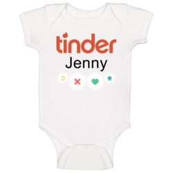 Jenny's Tinder Profile Halloween Costume Baby One Piece Jenny's Tinder Profile Halloween Costume Baby One Piece