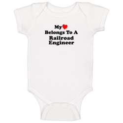 My Heart Belongs To A Railroad Engineer Funny Baby One Piece My Heart Belongs To A Railroad Engineer Funny Baby One Piece
