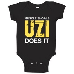 Muscle Shoals Uzi Does It Custom City Gun Parody Baby One Piece Muscle Shoals Uzi Does It Custom City Gun Parody Baby One Piece