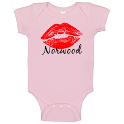Norwood Personalized Name Lips Kiss Love Essential Baby One Piece Norwood Personalized Name Lips Kiss Love Essential Baby One Piece