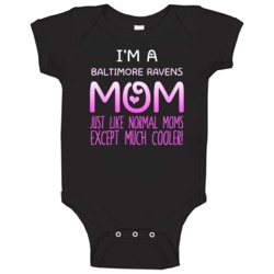 Im A Baltimore Ravens Mom Much Cooler Sport Fan Baby One Piece Im A Baltimore Ravens Mom Much Cooler Sport Fan Baby One Piece