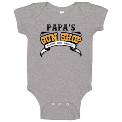 Papa Gun Shop Weapon Ammo Vengeance Firearm Baby One Piece Papa Gun Shop Weapon Ammo Vengeance Firearm Baby One Piece