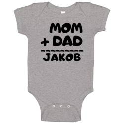 Mom Plus Dad Equals Jakob Baby One Piece Mom Plus Dad Equals Jakob Baby One Piece