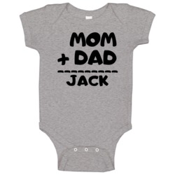 Mom Plus Dad Equals Jack Baby One Piece Mom Plus Dad Equals Jack Baby One Piece