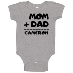 Mom Plus Dad Equals Cameron Baby One Piece Mom Plus Dad Equals Cameron Baby One Piece