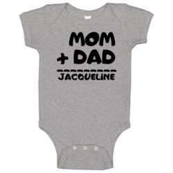 Mom Plus Dad Equals Jacqueline Baby One Piece Mom Plus Dad Equals Jacqueline Baby One Piece