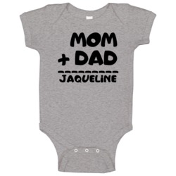 Mom Plus Dad Equals Jaqueline Baby One Piece Mom Plus Dad Equals Jaqueline Baby One Piece