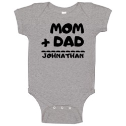 Mom Plus Dad Equals Johnathan Baby One Piece Mom Plus Dad Equals Johnathan Baby One Piece