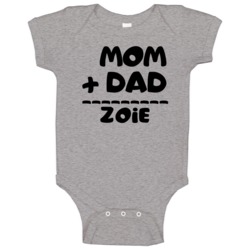 Mom Plus Dad Equals Zoie Baby One Piece Mom Plus Dad Equals Zoie Baby One Piece