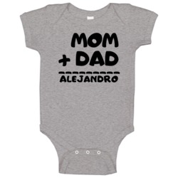Mom Plus Dad Equals Alejandro Baby One Piece Mom Plus Dad Equals Alejandro Baby One Piece