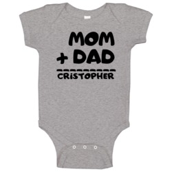 Mom Plus Dad Equals Cristopher Baby One Piece Mom Plus Dad Equals Cristopher Baby One Piece