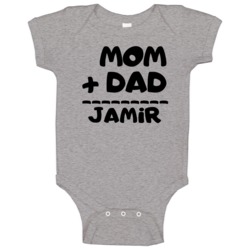 Mom Plus Dad Equals Jamir Baby One Piece Mom Plus Dad Equals Jamir Baby One Piece