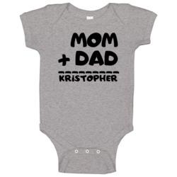 Mom Plus Dad Equals Kristopher Baby One Piece Mom Plus Dad Equals Kristopher Baby One Piece