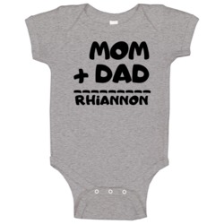 Mom Plus Dad Equals Rhiannon Baby One Piece Mom Plus Dad Equals Rhiannon Baby One Piece