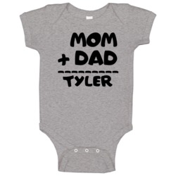 Mom Plus Dad Equals Tyler Baby One Piece Mom Plus Dad Equals Tyler Baby One Piece