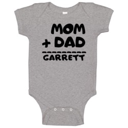 Mom Plus Dad Equals Garrett Baby One Piece Mom Plus Dad Equals Garrett Baby One Piece